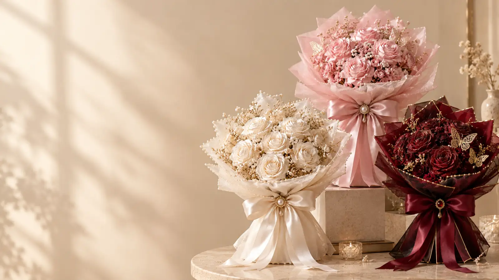 Sélection de bouquets et de fleurs fraîches Roselle
