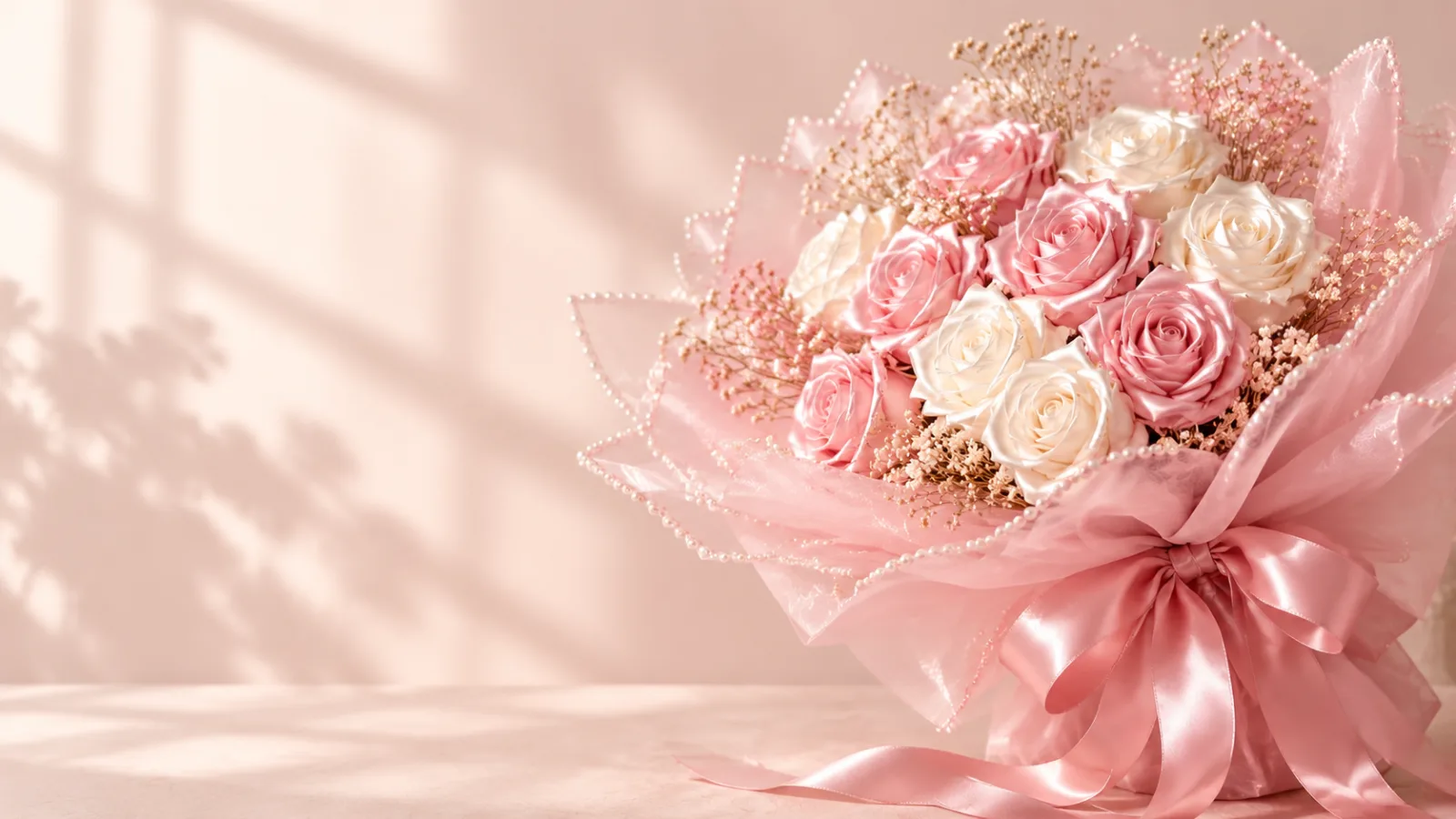 Bouquet romantique de roses et de fleurs pastel